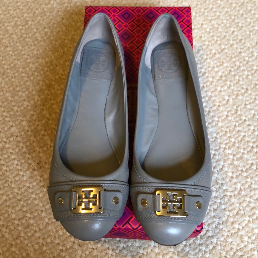 Tory Burch Clines Ballet Flats Antique Gray Sz 7